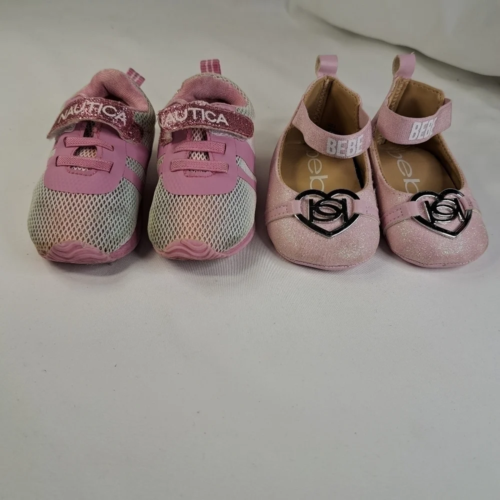 👟bebe & Nautica Pink Infant Shoes Sz 3 & 4
